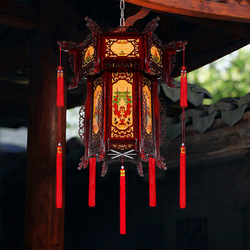 紫檀雕花彩繪玻璃宮燈_紫檀雕花彩繪玻璃宮燈圖片,鑒賞,作.