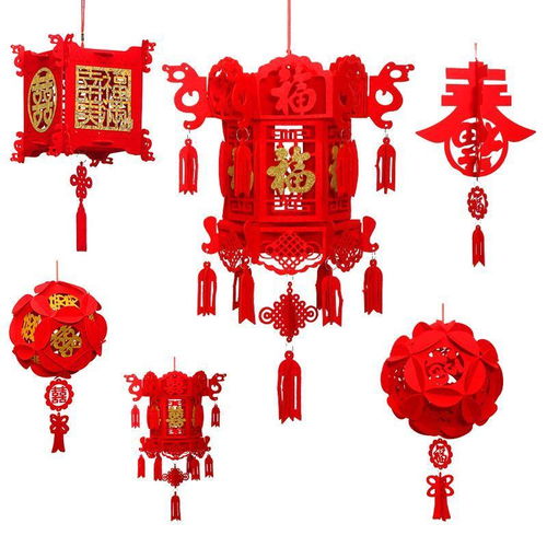 福字大紅燈籠與喜字宮燈 新春婚慶裝飾的點睛之筆