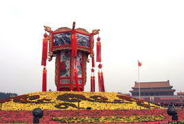 盛世華章映古都 國慶游北京，天安門廣場花壇與宮燈交相輝映